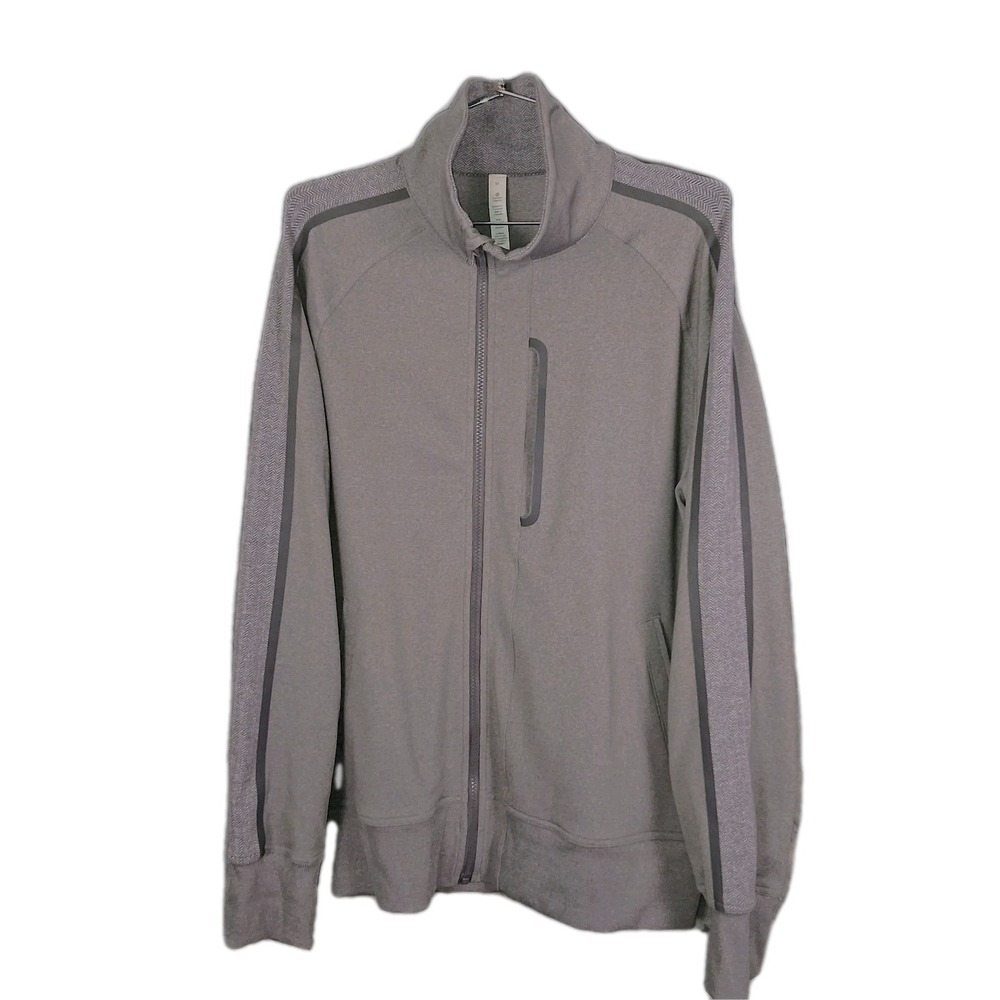 Lululemon Jacket Men's Medium Athietica Gray Full Zip Mock Neck Stretch Track